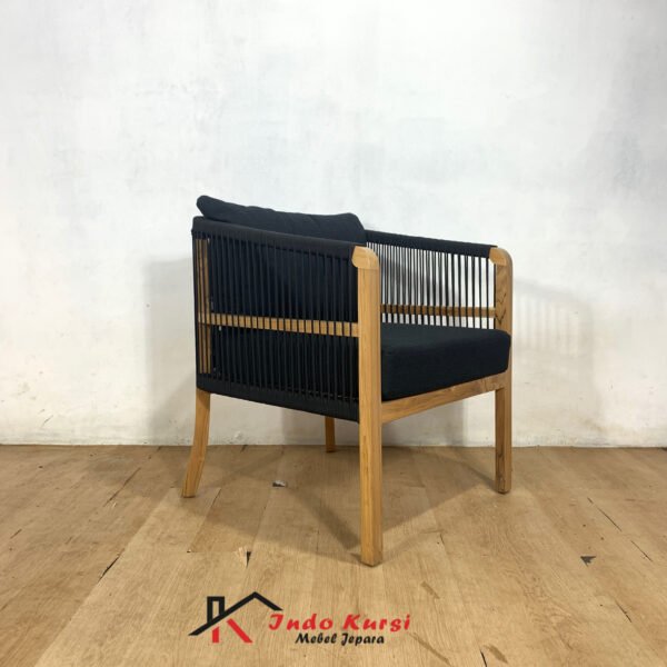 Kursi Sofa Cafe Single Anyaman Tali Kayu Jati